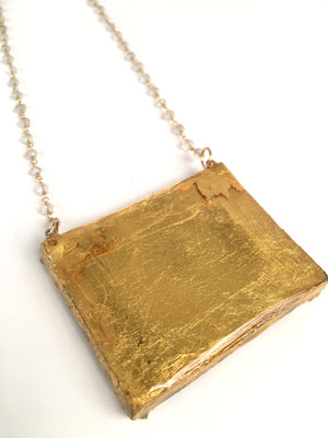 24K Sunflower Bounty Medallion - Original Miniature Painting On Gold Vermeil & Crystal Quartz Chain