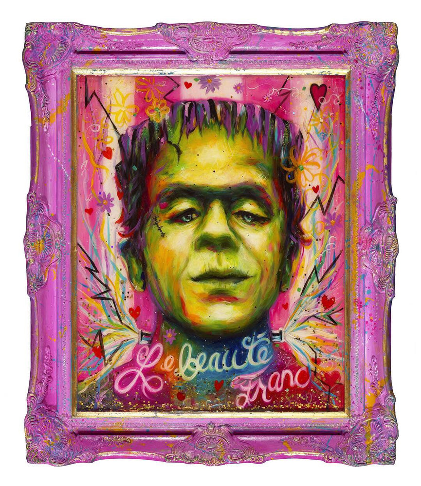 Le Beauté Franc - Original Mixed Media Portrait of Frankenstein Monster