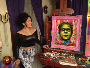 Le Beauté Franc - Original Mixed Media Portrait of Frankenstein Monster