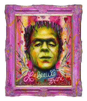 Le Beauté Franc - Original Mixed Media Portrait of Frankenstein Monster