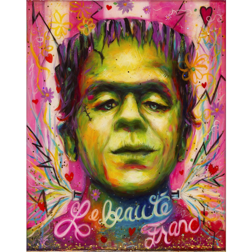 Le Beauté Franc - Original Mixed Media Portrait of Frankenstein Monster