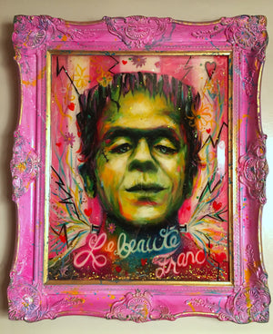 Le Beauté Franc - Original Mixed Media Portrait of Frankenstein Monster