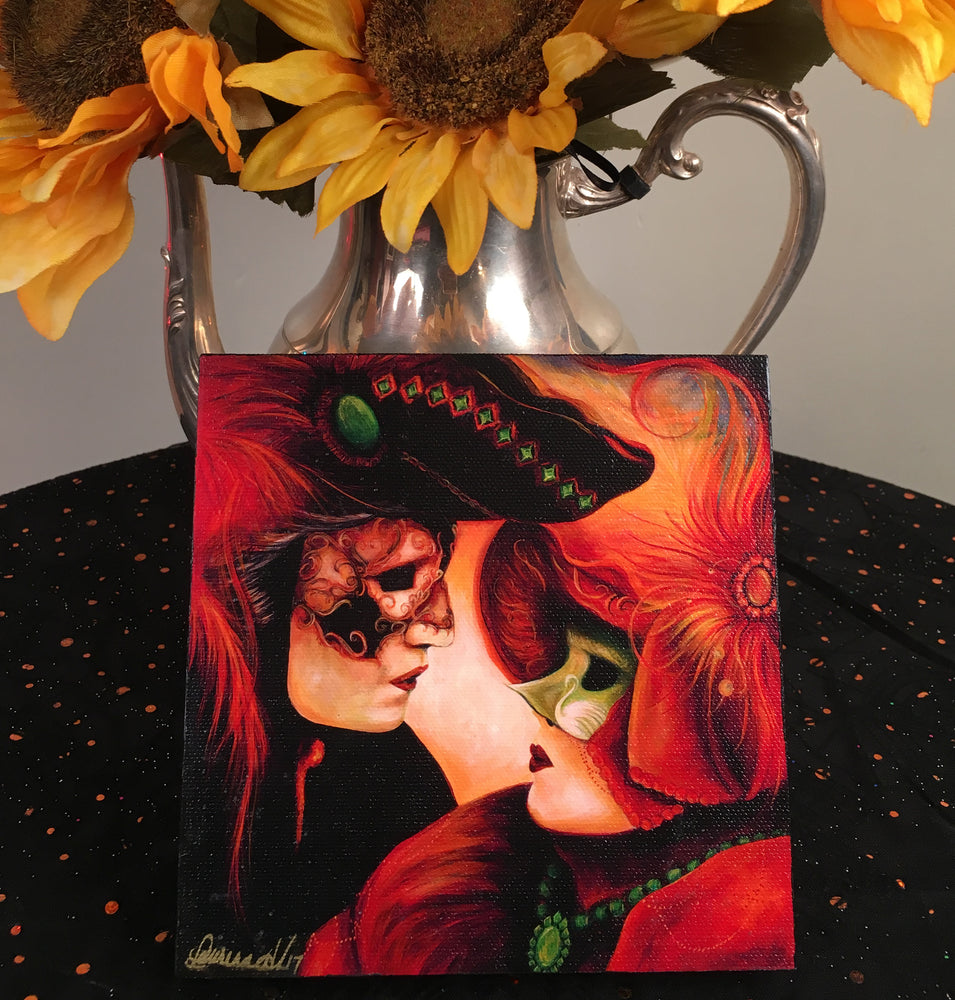 A Lover's Lament 6x6 inch Canvas Print on Wood - Signed