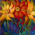 Three Sunflowers Original Oil Painting by Laurene Alvarado